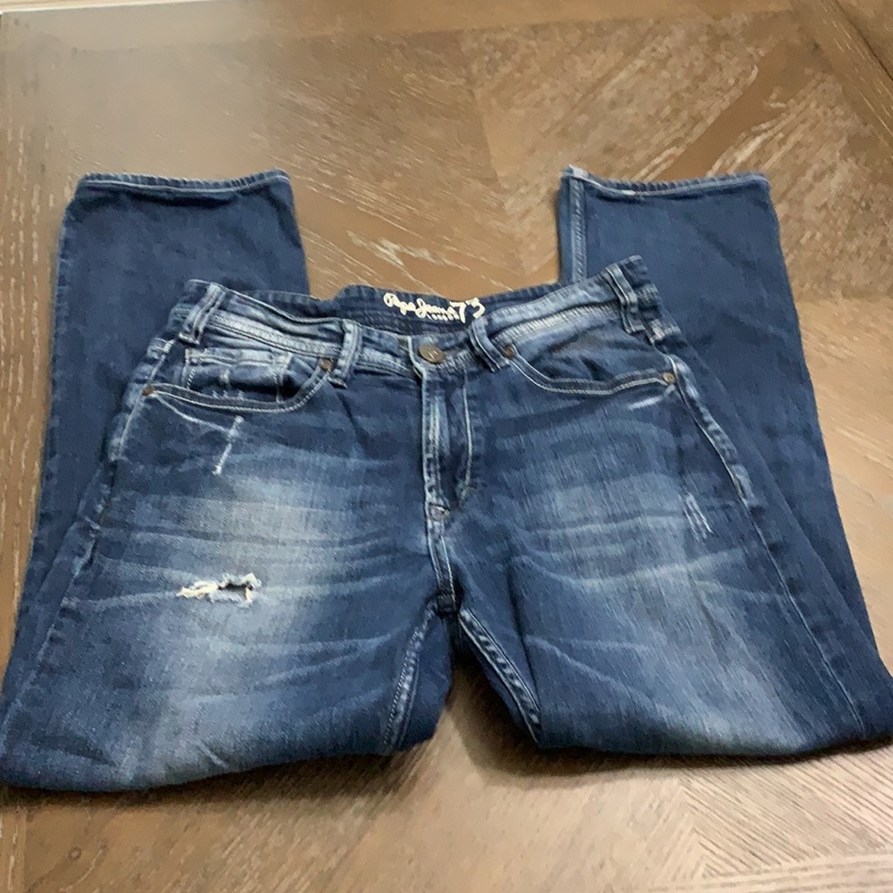 Pepe Jeans London distressed medium wash blue denim jeans Size 30